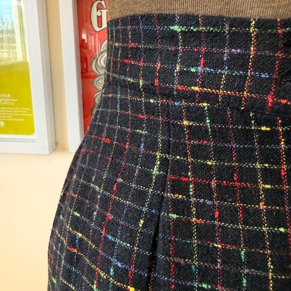 Vintage Rainbow Plaid Grid Wool Maxi Pencil Skirt - Picture 4 of 10
